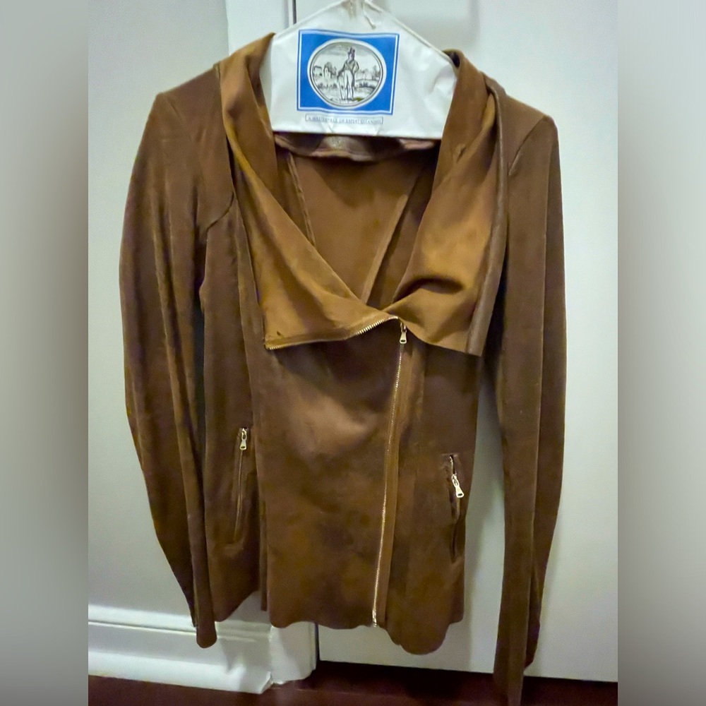 Zara suede faux leather chestnut jacket - size Small, like new!